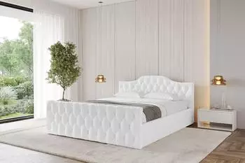 ALTDECOR FALIO-Z-V1 Polsterbett mit Bettkasten und Lattenrost, 180x200cm, wei&szlig; (800001638660)