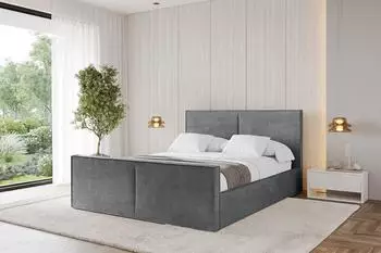 ALTDECOR EMMI-Z Polsterbett mit Bettkasten und Lattenrost, dunkelgrau, 180x200cm (800001740100)
