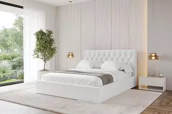 ALTDECOR RENO Polsterbett mit Bettkasten und Lattenrost 180x200cm, wei&szlig; (800001741037)