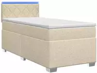 vidaXL Boxspringbett mit Matratze und LED Creme 90 x 200 cm Stoff
