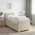 vidaXL Boxspringbett mit Matratze und LED, Stoff, creme, 90x200cm (3451866)