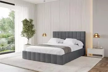 ALTDECOR AMEA Polsterbett mit Bettkasten und Lattenrost, 140x200cm, dunkelgrau (800001813738)