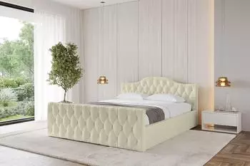 ALTDECOR Falio-Z-V1 Polsterbett mit Bettkasten & Matratze H3/H4, 200x200cm, beige (800001638464)