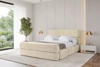 ALTDECOR Elva-Z Polsterbett mit Bettkasten und Lattenrost, 120x200cm, beige (800001809971)