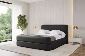 ALTDECOR Enora-Z Polsterbett mit Bettkasten & Lattenrost, Kunstleder schwarz, 120x200cm (800001642043)