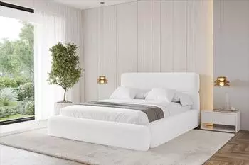 ALTDECOR ENORA Polsterbett mit Bettkasten und Lattenrost 200x200cm, wei&szlig; (800001810145)