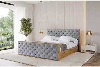ALTDECOR ENZO3-Z Polsterbett mit Bettkasten und Lattenrost, 140x200cm, grau (800001637893)
