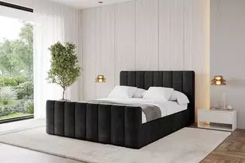 ALTDECOR STERA-Z Polsterbett mit Bettkasten und Lattenrost, 180x200cm, schwarz