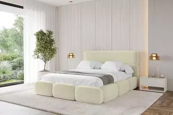 ALTDECOR ELVA Polsterbett mit Bettkasten und Lattenrost, 180x200cm, beige (800001811208)