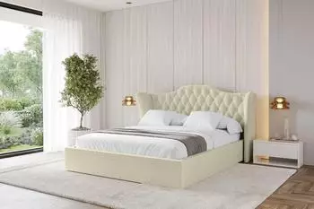 ALTDECOR Zoran Polsterbett mit Bettkasten, Lattenrost & Matratze H3/H4, 200x200cm, beige (800001639301)