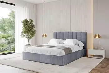 ALTDECOR Stera Polsterbett mit Bettkasten und Lattenrost, 140x200cm, grau (800001636854)
