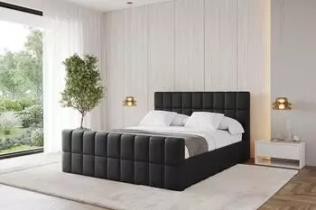 ALTDECOR AMEA-Z Polsterbett mit Bettkasten und Lattenrost, schwarz, 120x200cm (800001810739)