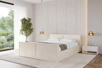 ALTDECOR Polsterbett EMMI-Z-V1 mit Bettkasten, Lattenrost & Matratze H3/H4, 160x200cm, beige (800001639041)