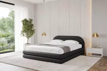 ALTDECOR LERIS-v1 Polsterbett mit Bettkasten & Lattenrost, 200x200cm, schwarz Kunstleder, Matratze H3+H4 (800001740218)