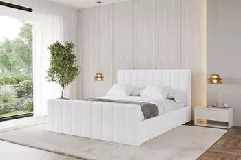 ALTDECOR AMEA-Z Polsterbett mit Bettkasten und Lattenrost, 180x200cm, wei&szlig; (800001810866)