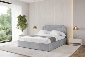 ALTDECOR Leray Polsterbett mit Bettkasten und Lattenrost, 120x200cm, hellgrau