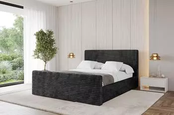 ALTDECOR Alova-Z Polsterbett mit Bettkasten und Lattenrost, 160x200cm, schwarz (800001640308)
