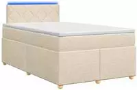 vidaXL Boxspringbett mit Matratze Creme 120 x 200 cm Stoff
