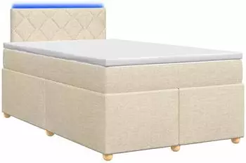 vidaXL Boxspringbett mit Matratze, Stoff, creme, 120x200cm (3452406)