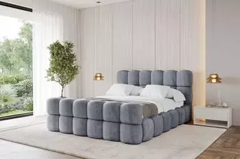ALTDECOR LEYA-Z Polsterbett mit Bettkasten und Lattenrost, 140x200cm, grau (800001810039)