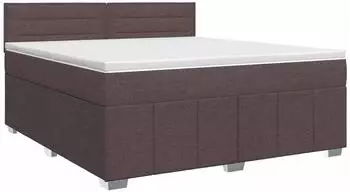 vidaXL Boxspringbett mit Matratze, dunkelbraun, Stoff, 180x200cm (3451265)