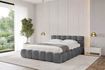 ALTDECOR LEYA-v1 Polsterbett mit Bettkasten und Lattenrost, 160x200cm, dunkelgrau (800001810874)
