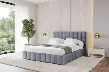 ALTDECOR AMEA Polsterbett mit Bettkasten und Lattenrost, 200x200cm, grau (800001813721)