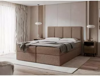 Mirjan24 Rebos Boucle Boxspringbett mit Bettk&auml;sten und Topper, H3