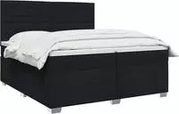 vidaXL Boxspringbett mit Matratze Schwarz 200 x 200 cm Stoff