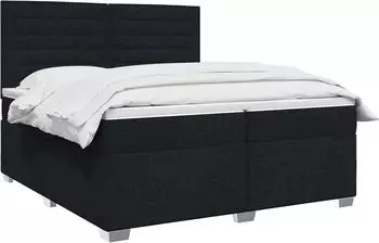 vidaXL Boxspringbett mit Matratze, schwarz, 200x200cm, Stoff (3454945)
