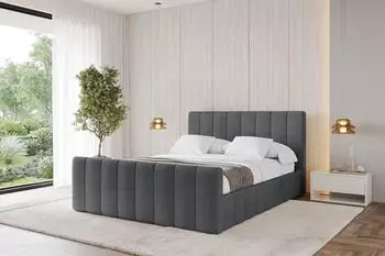 ALTDECOR Fino-Z Polsterbett mit Bettkasten und Lattenrost, 120x200cm, dunkelgrau (800001641663)