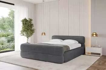 ALTDECOR ENORA-Z-V1 Polsterbett mit Bettkasten und Lattenrost, dunkelgrau, 120x200cm (800001637071)
