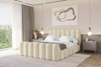 ALTDECOR Sora-Z Polsterbett mit Bettkasten und Lattenrost, 200x200cm, beige (800001636408)
