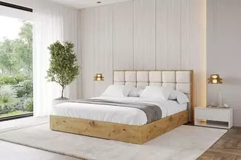 ALTDECOR ENZO2 Polsterbett mit Bettkasten und Lattenrost, 160x200cm, beige (800001740636)