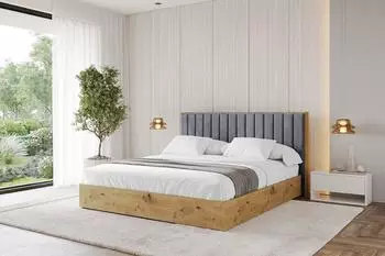 ALTDECOR ENZO4 Polsterbett mit Bettkasten und Lattenrost, 200x200cm, dunkelgrau (800001813022)