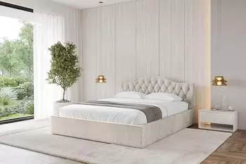 ALTDECOR FALIO-V1 Polsterbett mit Bettkasten & Lattenrost, 200x200cm, beige (800001641083)