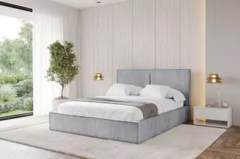 ALTDECOR EMMI Polsterbett mit Bettkasten und Lattenrost, 160x200cm, hellgrau (800001740432)