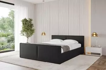 ALTDECOR EMMI-Z-V1 Polsterbett mit Bettkasten und Lattenrost, schwarz, 180x200cm (800001640599)