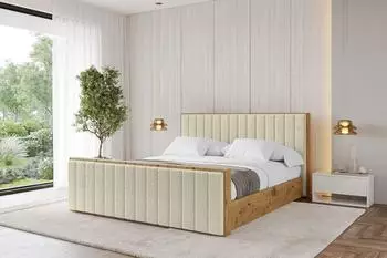 ALTDECOR ENZO4-Z Polsterbett mit Bettkasten und Lattenrost, 140x200cm, taupe (800001740058)