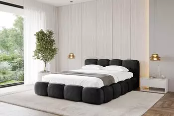 ALTDECOR KALA-v1 Polsterbett mit Bettkasten & Lattenrost, 200x200cm, schwarz (800001813594)