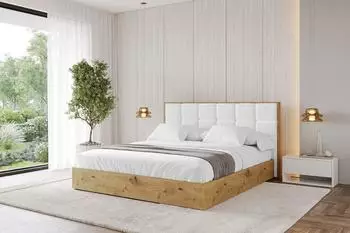 ALTDECOR ENZO2 Polsterbett mit Bettkasten und Lattenrost, 200x200cm, wei&szlig; (800001740682)