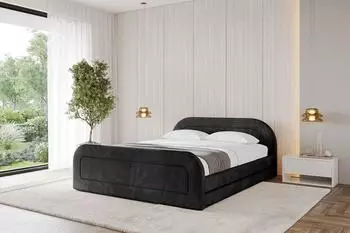 ALTDECOR LERIS-Z-v1 Polsterbett mit Bettkasten und Lattenrost, 200x200cm, schwarz (800001641905)