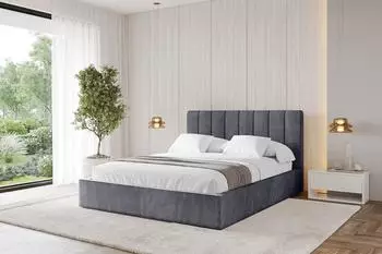 ALTDECOR Stera Polsterbett mit Bettkasten und Lattenrost, 140x200cm, dunkelgrau (800001636726)