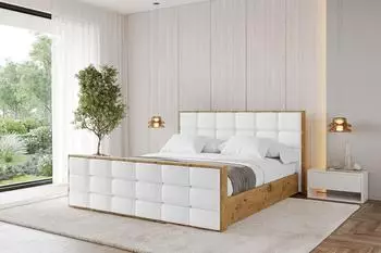 ALTDECOR Enzo2-Z Polsterbett mit Bettkasten & Lattenrost, 180x200cm, wei&szlig; Kunstleder (800001640597)