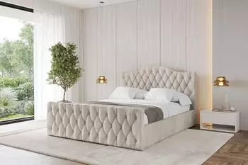 ALTDECOR FALIO-Z Polsterbett mit Bettkasten und Lattenrost, beige, 120x200cm (800001636371)
