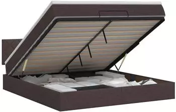 vidaXL Ottoman Bett mit Matratze, dunkelbraun, Stoff, 160x200cm (3456423)