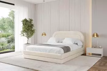 ALTDECOR LERIS Polsterbett mit Bettkasten und Lattenrost, 180x200cm, beige (800001740837)