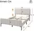 Stilvora Doppelbett 140×200cm, Leinen, grau-beige, verstellbares Kopfteil (KABKG7RWAQHVXTE)