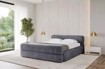 ALTDECOR ENORA-Z-V1 Polsterbett mit Bettkasten & Lattenrost 140x200, dunkelgrau (800001641013)