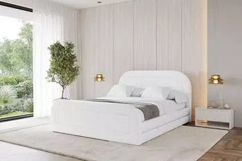 ALTDECOR Leris-Z Polsterbett mit Bettkasten und Lattenrost, wei&szlig; Kunstleder, 180x200cm (800001809027)